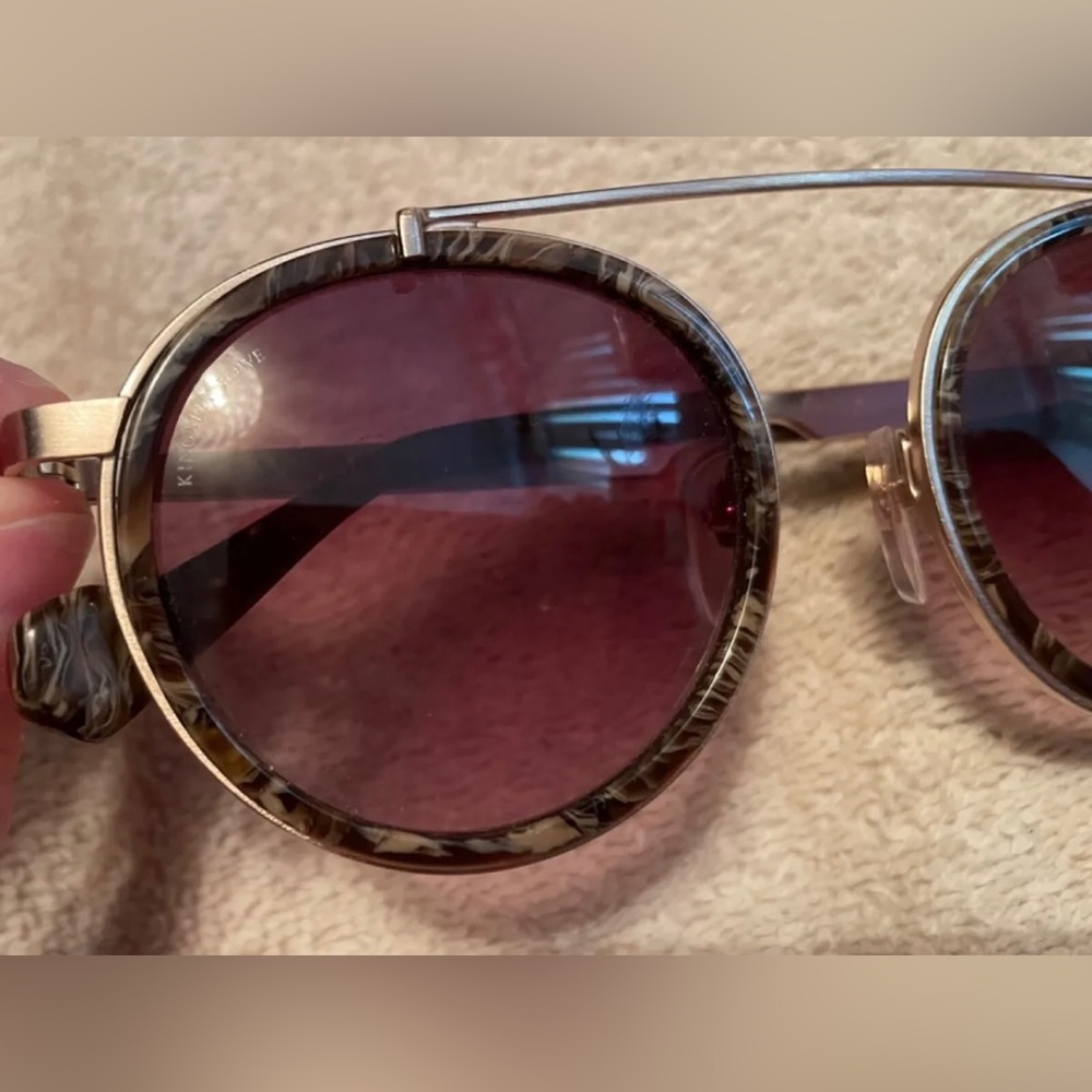 Kingsley Rowe NWOT Women Round Sunglasses Colette WOOD - Picture 6 of 11